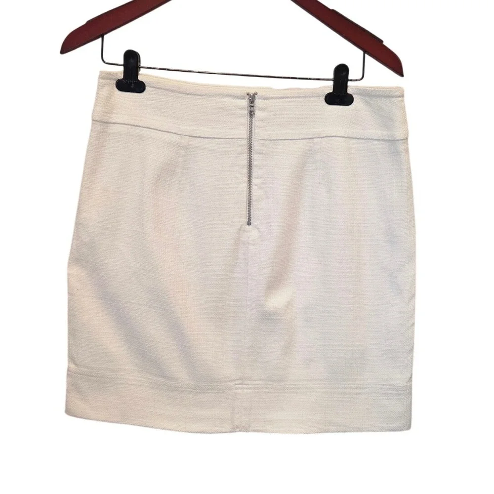 Talbots Textured Mini Skirt A-Line Back Zip White Preppy Coastal Minimalist‎ 6